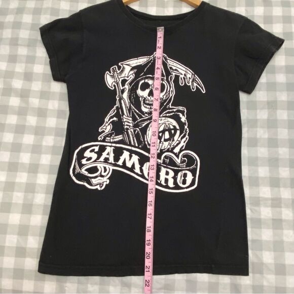 Creepy Graphic baby tee Sons of Anarchy black tee small/medium skull - Picture 6 of 10